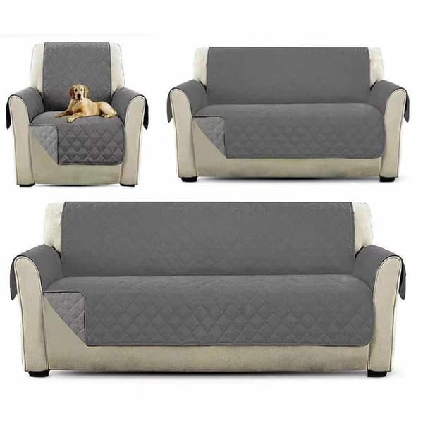 Sofaovertrekk, Sklisikkert, Vendbart Møbelbeskyttelse, Vanntett, Sofabeskyttelse med Elastiske Bånd, Kjæledyrbeskyttelse (Enkeltsete, Grå)