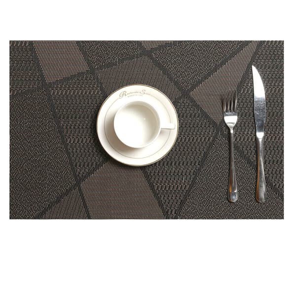Ett sett med 6 vaskbare PVC-bordmatter, sklisikre og slitesterke