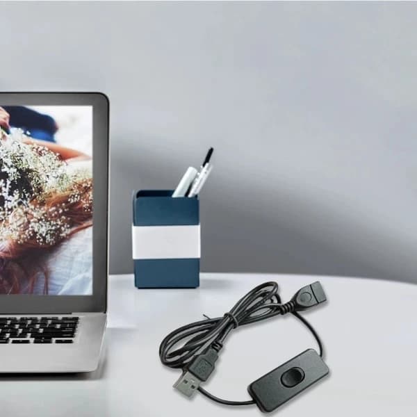 USB Extension Cable Male to Female with On/Off Switch for Car Camera, LED White - 501 Switch