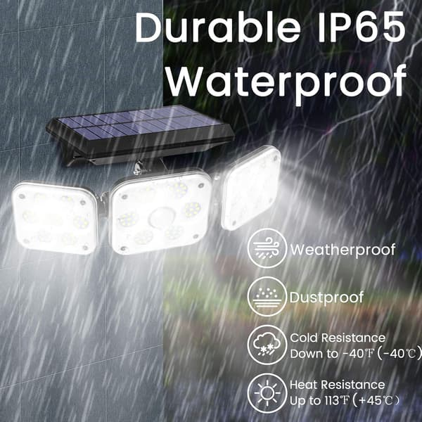 Utendørs solcellelampe, solcellelampe med bevegelsessensor IP65