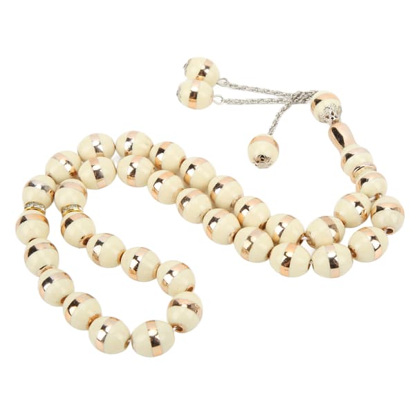 Beads Rosary 33 Grains Exquisite Unique Pattern Religious Item Worship Prayer Accessories Beige