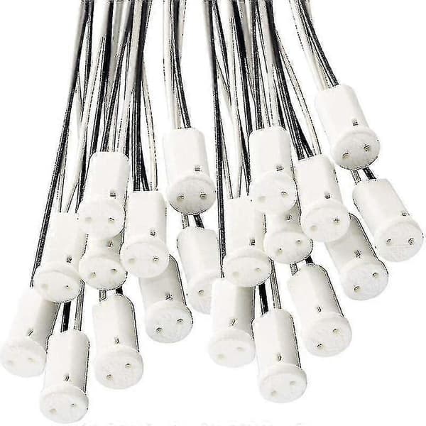 25 stykker G4 lampeholdere med keramisk base, kompatible med G4 LED halogenpære, 10 cm kabel