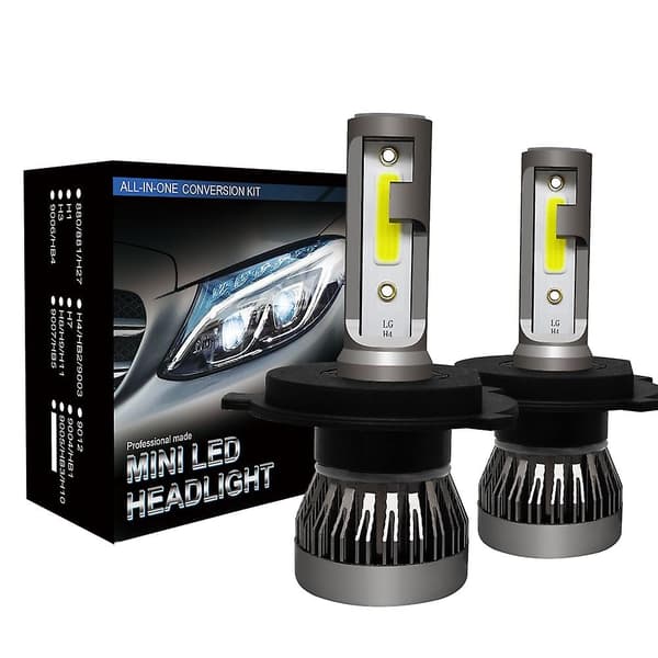 1 Pair H4 LED Headlight Conversion Kit Cob Hi/lo Headlight Bulb 36w 6000lm