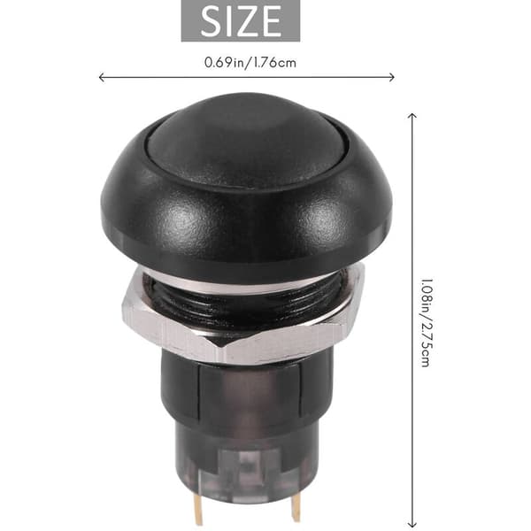 On-Off Waterproof Latching Push Button Switch 12Mm Spst 2A IP67, Black