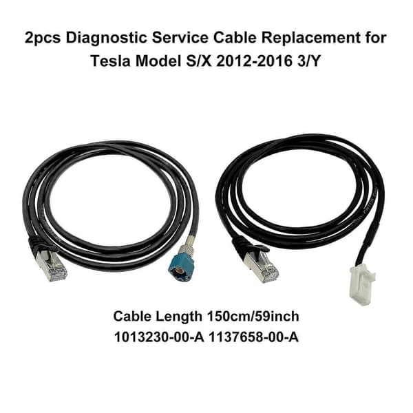 2pcs Diagnostic Service Cable Diagnostic Service System Diagnostic Tool Replacement For Tesla Model S/X 2012-2016 3/Y Metal Joint Cable Length 150cm/5