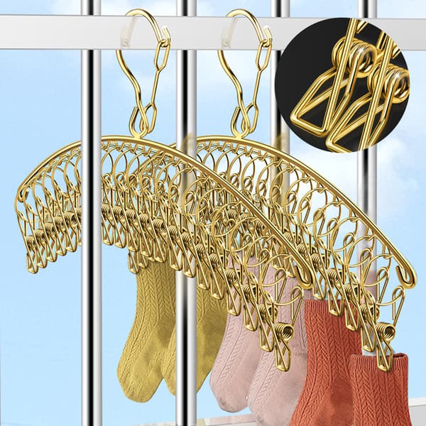 Stainless Steel Sock Drying Rack, Arc-shaped, Space-saving, Sock Clip, Windproof Clothes Hanger for Cloth Diapers, B 1pc B B 1pcs