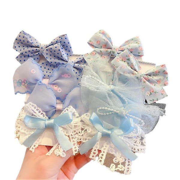 Elegant Superior 10 st/set Blomrosett Elastiska Hårband för Flickor Barn Söt Gummi Mångsidig BlueA BlueA