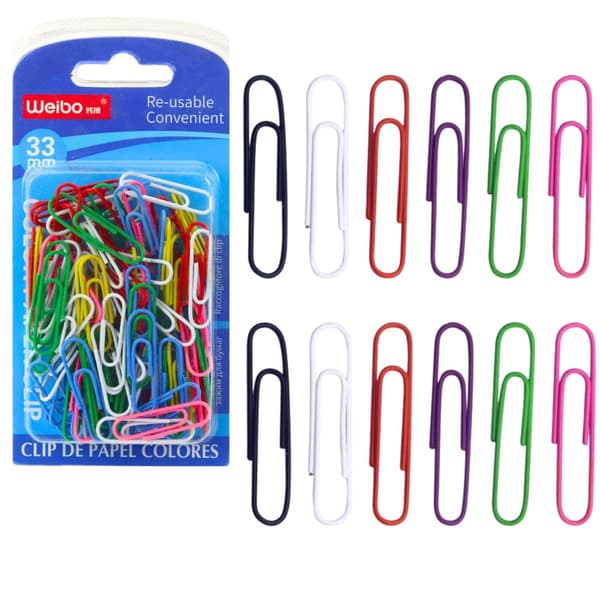 Paper clips 33 mm colorful metal 90-pack 55