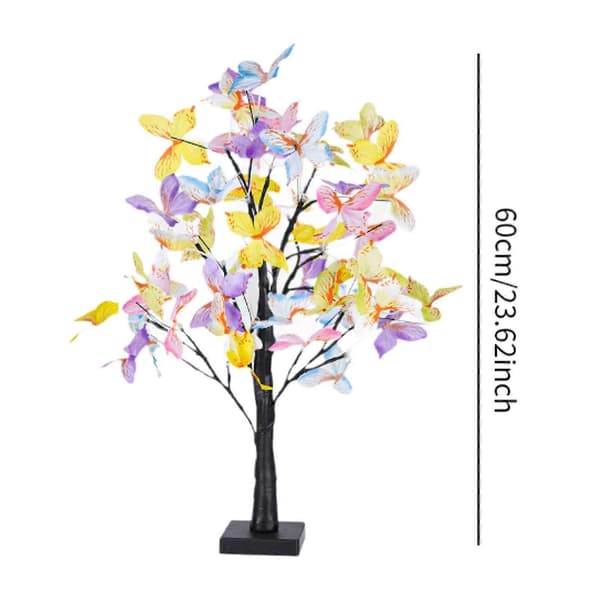 Butterfly Flower Tree Lamp 60cm Night Light Adjustable Branches USB Powered for Table Decoration Room Decor Bedside Wedding Bedroom