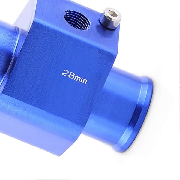 Universal Metal Bil Vandtemperatur Samlerør Slange Temperatursensor Adapter Blå 28mm