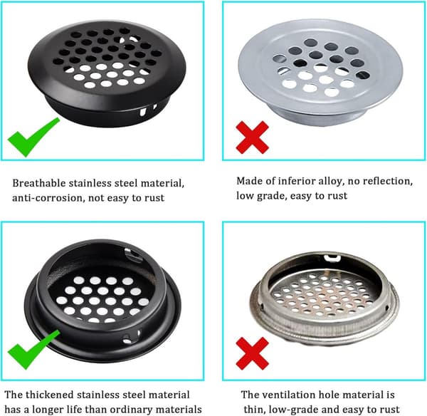 20 stk - ventilationsgitter - 35 mm - ventilationsåbninger i rustfrit stål