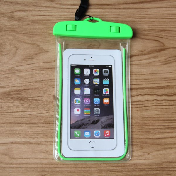 Transparent vattentät telefonväska som lyser i mörkret Green