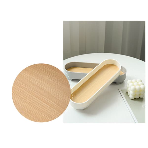 Smal buet bakke Enkel, moderne, alsidig, dekorativ oval serveringsbakke til makeup, duft, grå