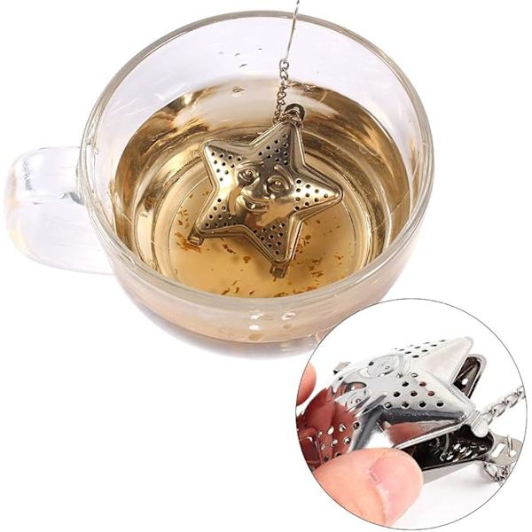 Teinfuser, tekugle i rustfrit stål, si til løse teblade, sød rustfrit stål S