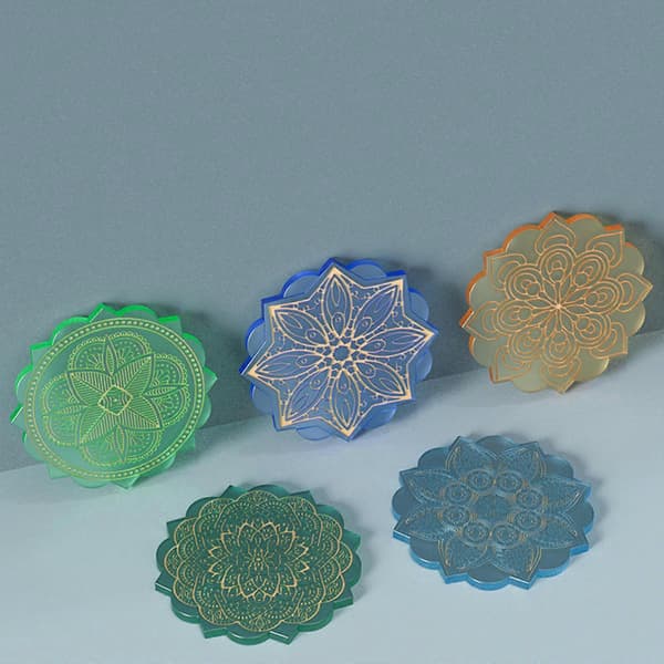 Mandala DIY Homemade Mold Coaster Crystal Dripping for Creative Silicone Mold Crystal Drip Placemat Mold for DIY Crafts