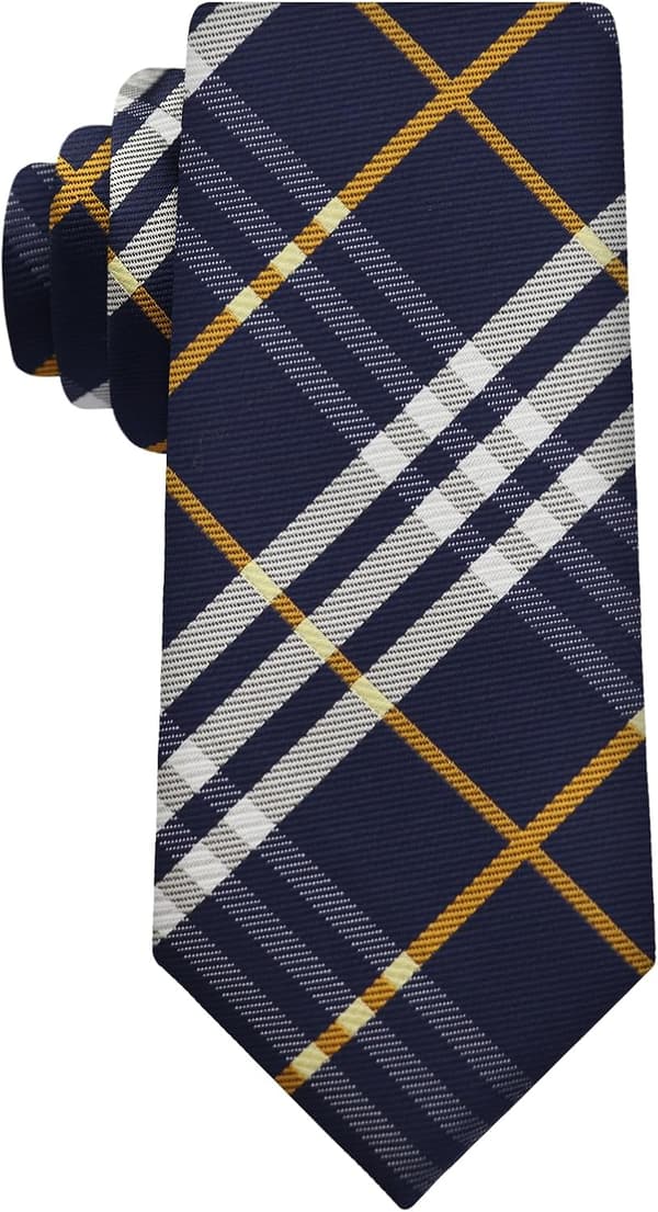 Slips for gutter, ensfarget barneslips i polyester, skoleslips, konfirmasjon, bryllupsfest (alder 8-12) Marineblå+gul - Navy+yellow