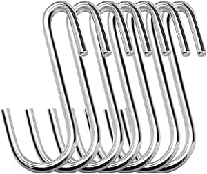 (20 stycken, små, silver) 20-pack 6 cm Kraftiga S-formade Hängkrokar för Kök, Badrum, Sovrum och Kontor