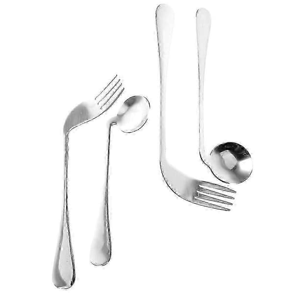 Angled Spoon and Bent Fork Set Adaptive Ergonomic Cutlery for Elderly, Disabled, and Patients[HK]