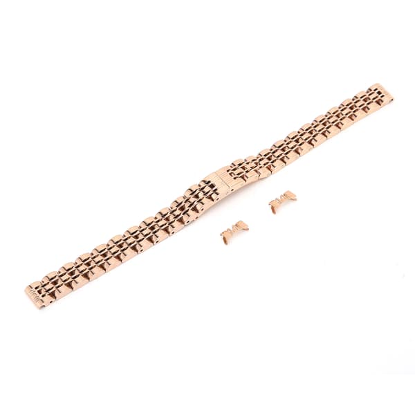 10 mm / 0,4 tommer urrem i rustfrit stål, justerbar længde, rosaguld