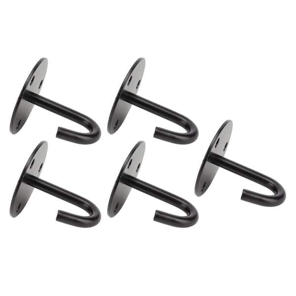 5 Pcs Heavy Duty Fixed Eye Plates Thickened Black 304 Stainless Steel J-Shaped Ceiling Mount Hanger