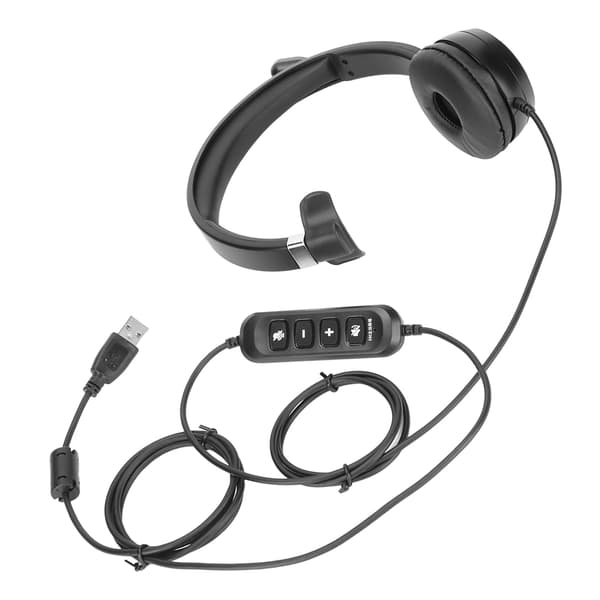USB Business Headset ENC Noise Cancelling Single Ear Support Speaker Volume Adjustment Mute Wired Headphone with Microphone
