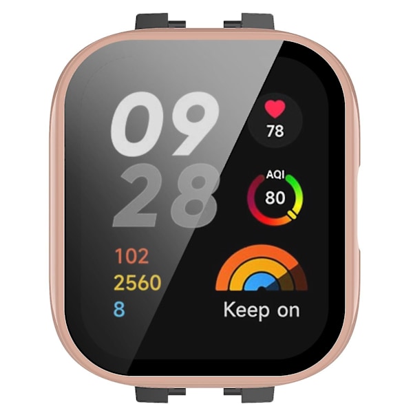 Til Xiaomi Redmi Watch 3 PC Beskyttende Etui med Hærdet Glas Skærmbeskytter Smart Watch Anti-fald Cover Pink
