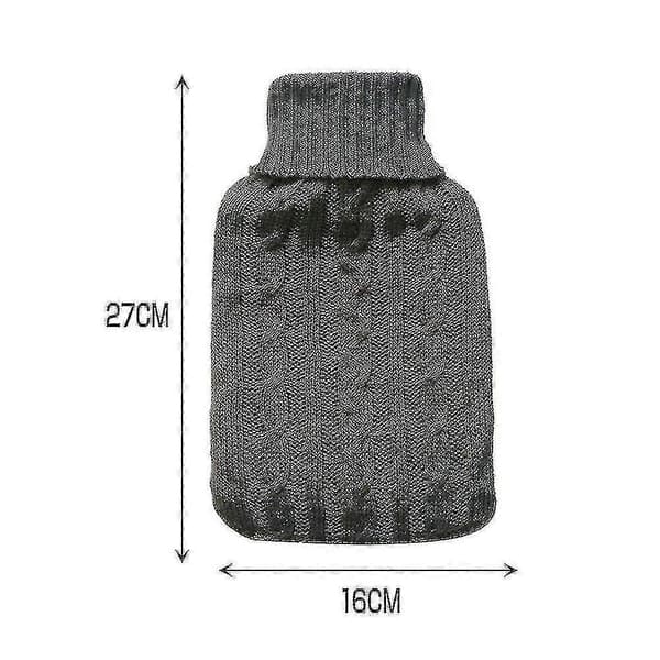 Soft Stretchy Hot Water Bottle Cover, Knitted Cover Dark Grey Dark Grey