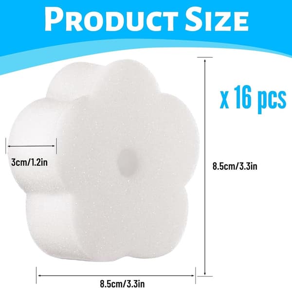 16 olieabsorberende svampe - Velegnet til boblebade, swimmingpools, spabade, køkken - 9*9*3cm (blomsterformet)