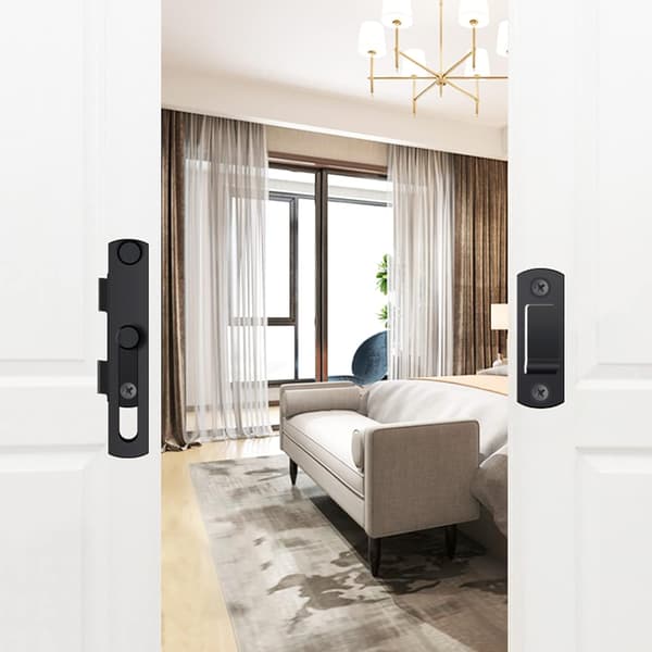 2-pack svarta, rostfria fällbara lås, ladugårdsdörrlås matt svart, 2,76'' x 1,97'' solida säkerhetsgrindar