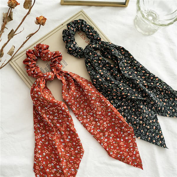 5 stk Blomsterhårskjerf med Sløyfebånd for Kvinner og Jenter, Sløyfe Scrunchie