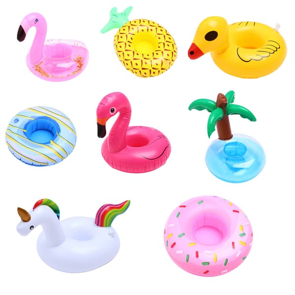 Set med 8 uppblåsbara poolunderlägg, sommar- och strandfestleksaker, stil 19