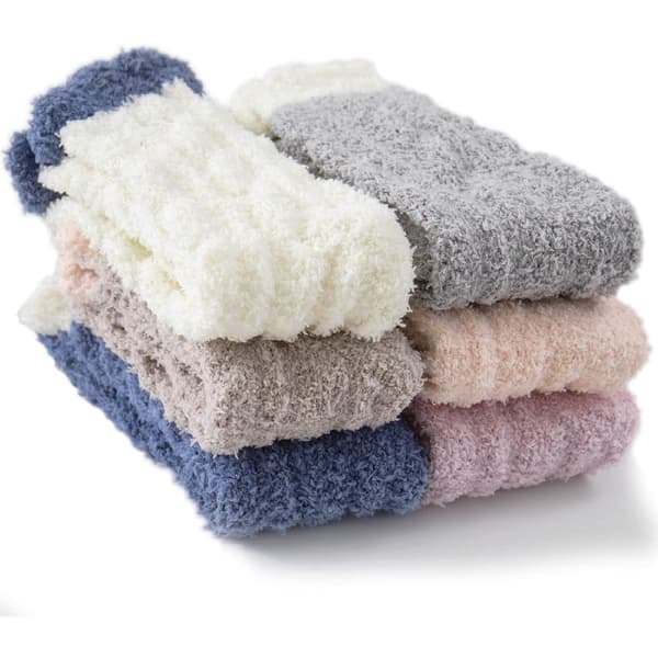 Fluffy sengesokker til kvinder/piger, 6-pak, varme og behagelige lange plysstrømper til kvinder efterår/vinter 6 stk. 6 stk. 6pcs