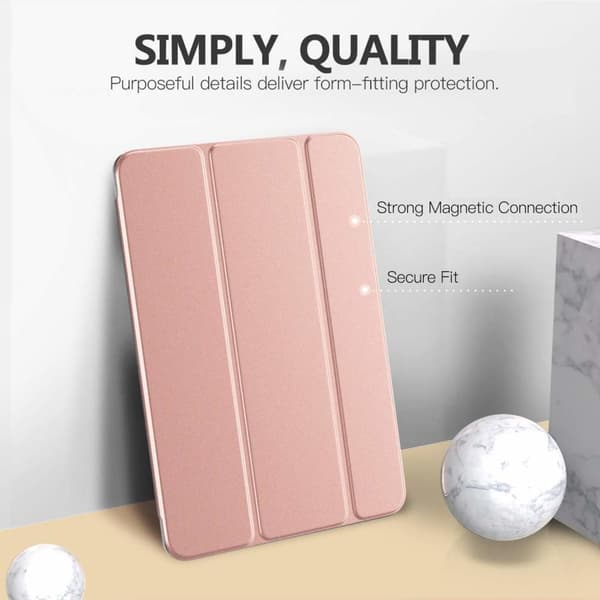 iPad 7 Deksel Kompatibelt med Apple Rosegull Lett Smart Cover Stativ