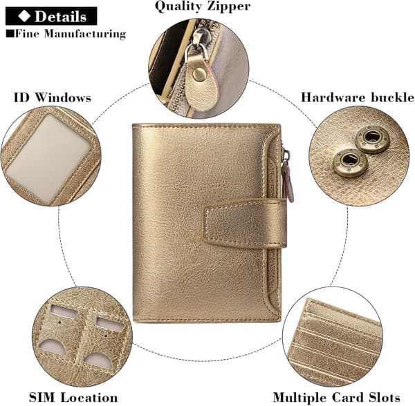 Antique Bronze Wallet Women Genuine Leather Ultra Thin Wallet W