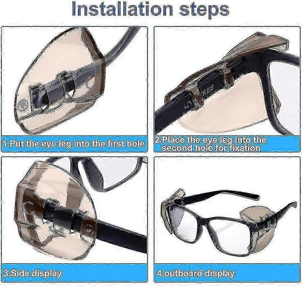 8 Pairs Safety Glasses Side Shields Slip On Clear Flexible Side Shields Fgao