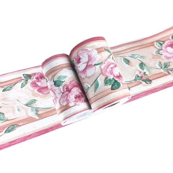 Tapetbort, selvklæbende mærkat, 10 cm x 10 meter (pink)