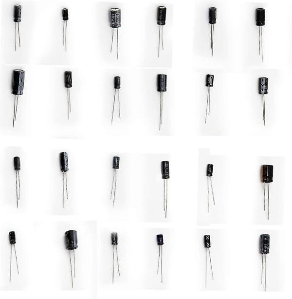 500 stykker aluminium elektrolytkondensatorer i sortimentsboks, 0,1uF-1000uF [Db]