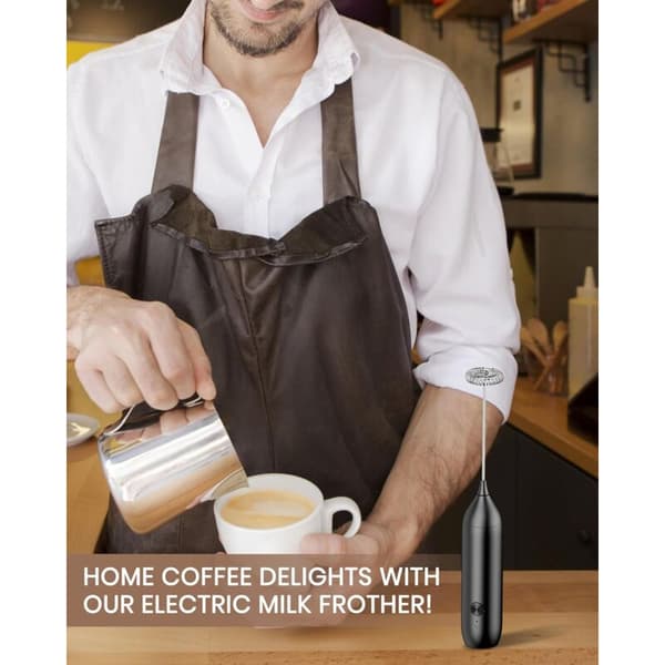 Elektrisk mælkeskummer, USB genopladelig mælkeskummer Kraftfuld mælkeskummer til Latte, Cappuccino, Varm Chokolade, Sort