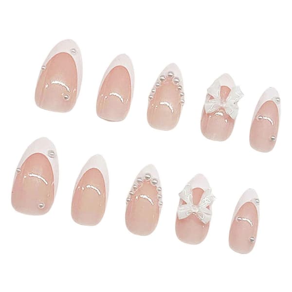 French Style Nude False Nails with White Tip Durable and Never Crack Comfort 1 1