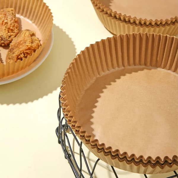 50 stycken engångs pappersinsats pappersfoder non-stick oljepapper burgerpapper bakplåtspapper för varmluftsfritös stekpanna ångkokare brun