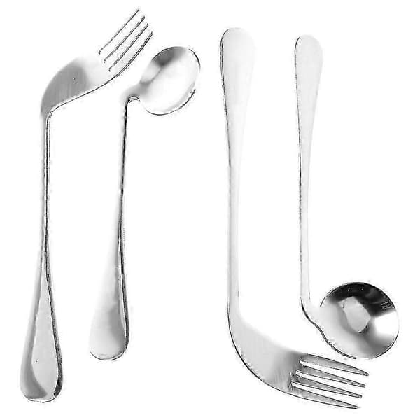 Angled Spoon and Bent Fork Set Adaptive Ergonomic Cutlery for Elderly, Disabled, and Patients[HK]