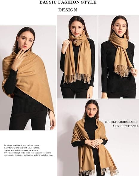 Cashmere Vinter Varmt Skjerf for Kvinner Pashmina Sjal Wrap Menn Stor