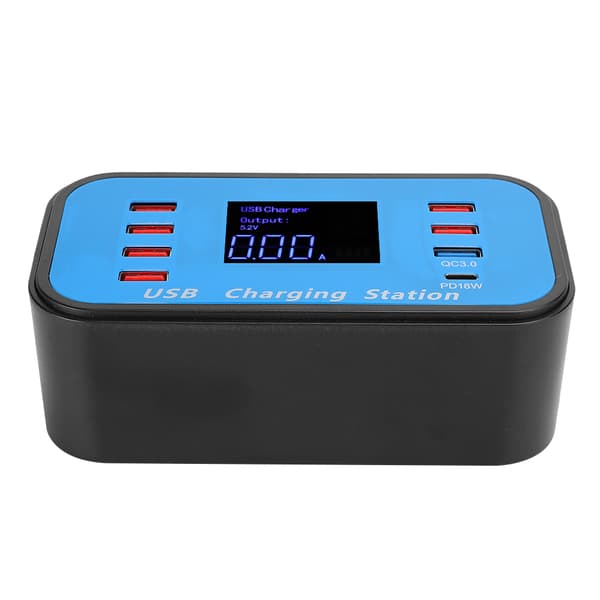 8 Multi-Port USB-adapter Skrivebordsvægopladningsstation 3.0 100-240V US-stik
