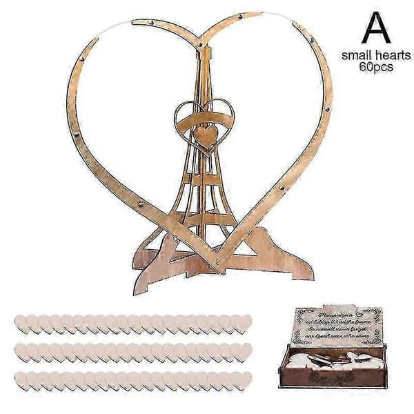 Træhjerteformet bryllupsgæstebog Ornament Transparent Dråbe 3d Antik Mindeboks Signatur
