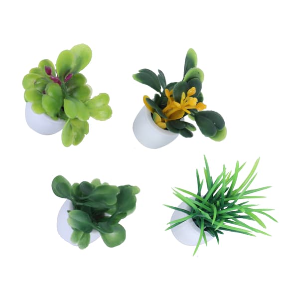 4-pack Mini Simulation Potted Plants Set Artificial Potted Plants Set with Ceramic Pots for Home Office Table Decoration