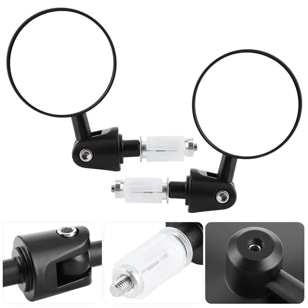 Pair Bar End Mirrors Foldable Arm Wide Viewing Angle Universal for Motorcycle Dirt Bike