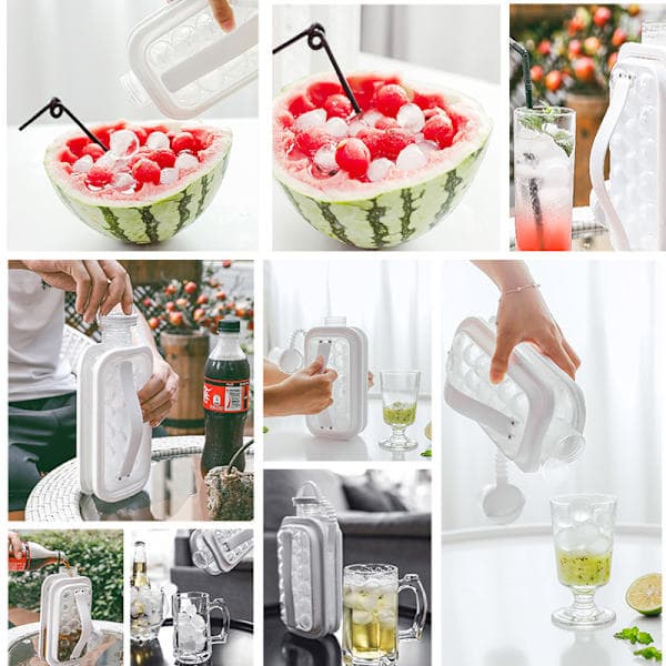 Isball Maker Vannkoker Kjøkken Bar Tilbehør Gadgets Kreativ Isbitform 2 I 1 Multifunksjonell Beholder