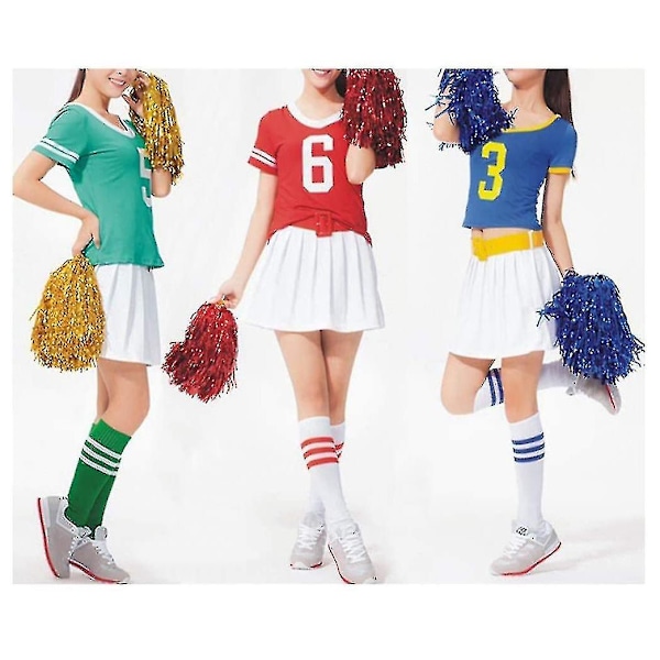 24 kpl Cheerleading Pom Pomit Metallinen Folio Cheer Pom Pomit Muovikahvoilla Aikuisille Lapsille Cheerl 12