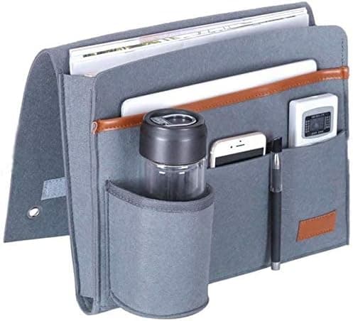 Felt Bedside Caddy, Bed Organizer Hanging Storage Bag, for Bottle, Magazines, Remote Control, Phone, Tablets and Books