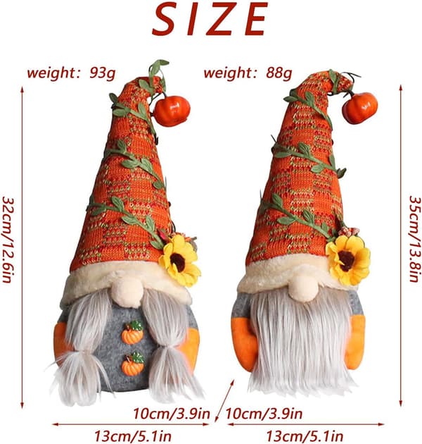 Efterårshøst Græskar Gnome Ornament, Orange Efterårssolsikker, Grøn Blad Svensk Gnome Plysdukke